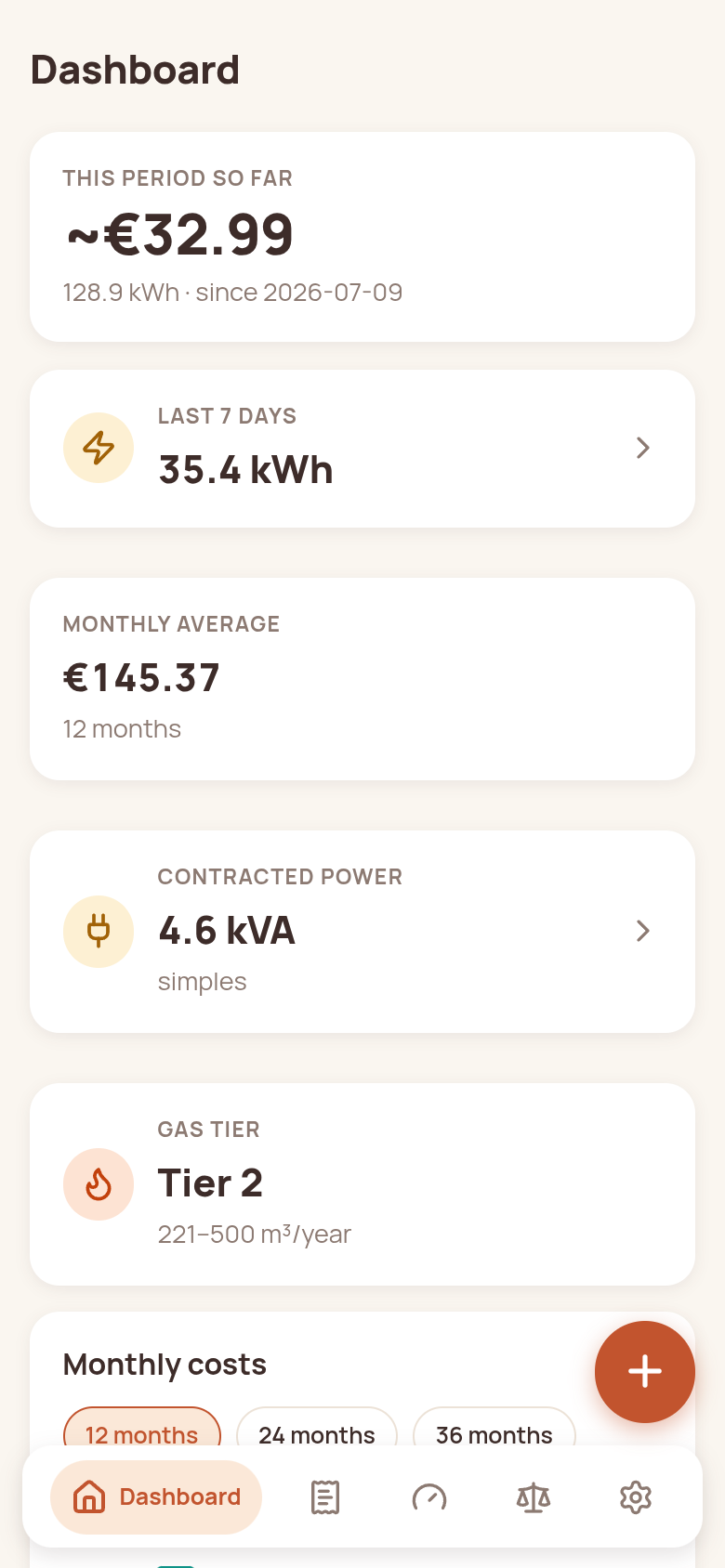 The dashboard on a phone